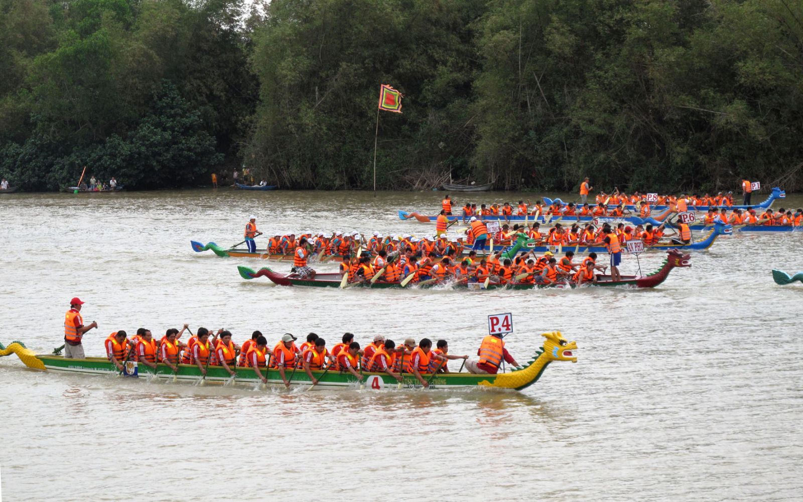 Annually traditional boat race on Han river of Danang city, Vietnam