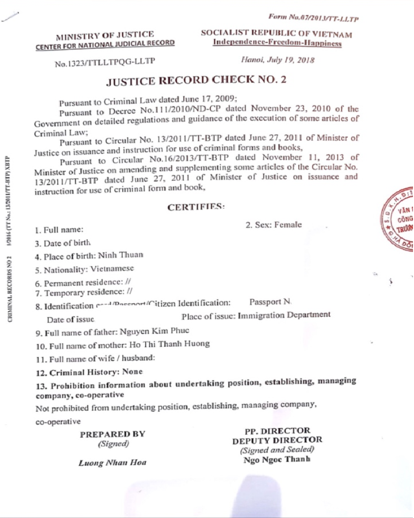 Vietnamese Judicial Record