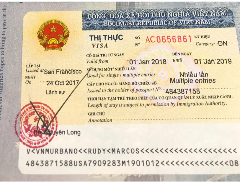 注意：从2019只有美国公民可以获得越南1年签证