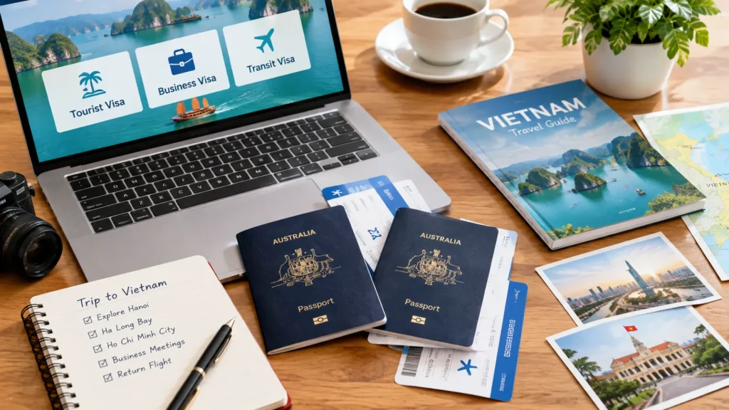 Travel documents prepared for tourist, business and transit visa applications for Vietnam.